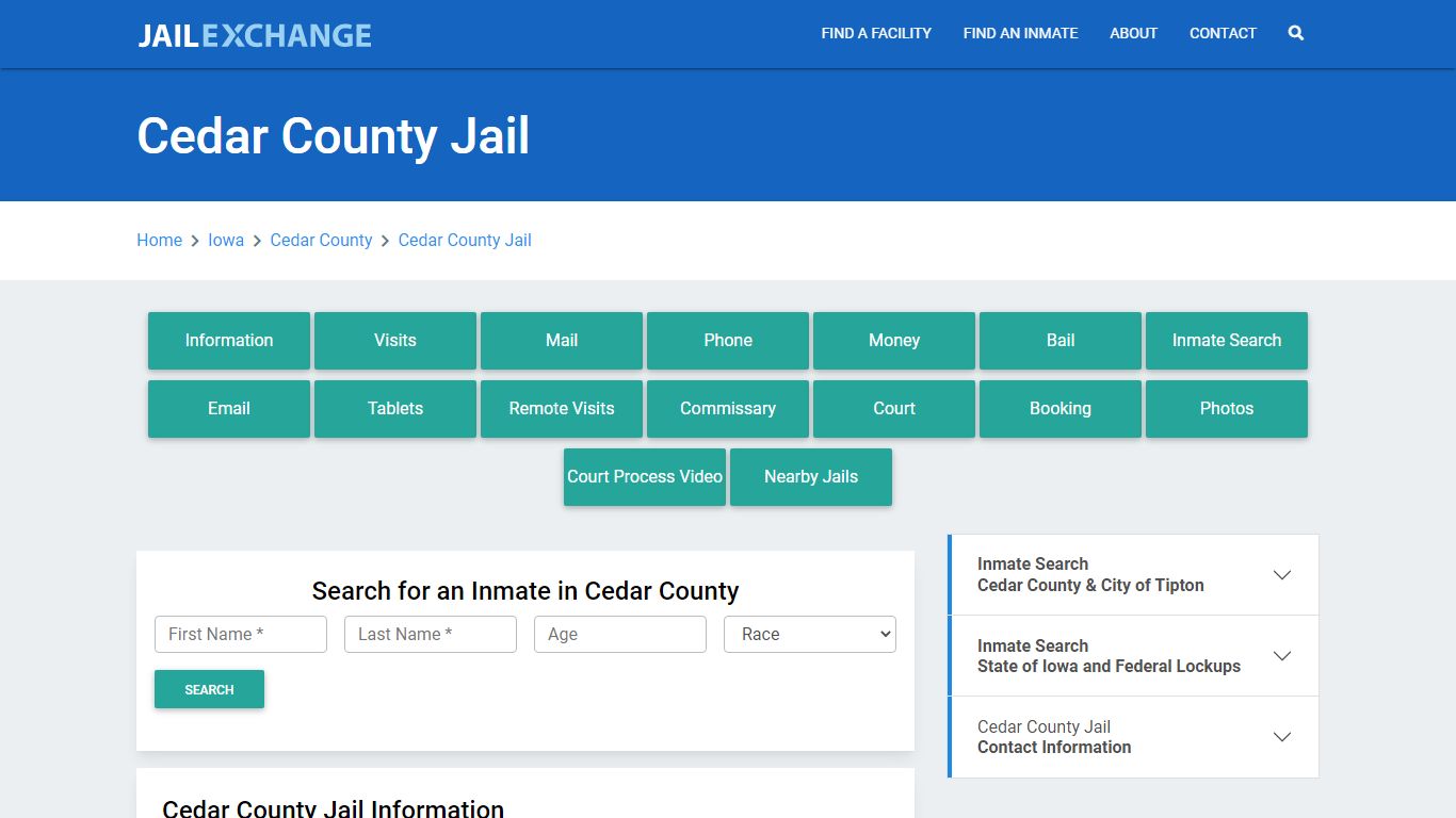 Cedar County Jail Roster Lookup, IA, Inmate Search